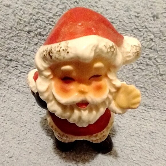 Vintage Enesco Ceramic Bowling Santa Claus 1950s Christmas Salt Shaker - Picture 3 of 16